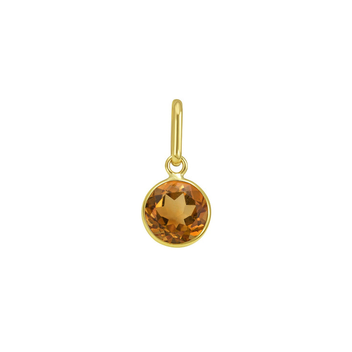 Pendentif rond en or jaune 14 carats avec citrine