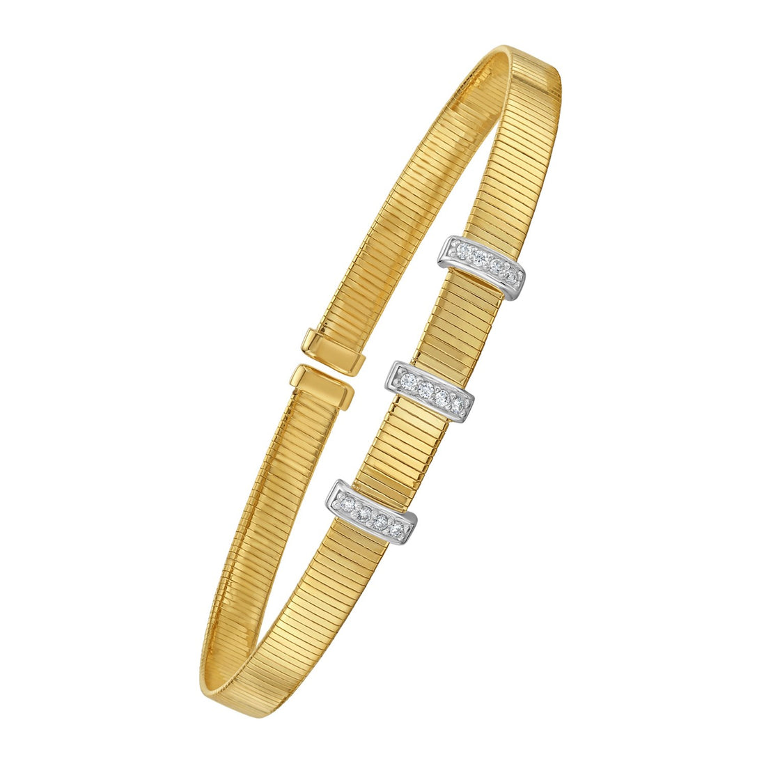 Bracelet jonc Omega en or jaune 14 carats serti de diamants