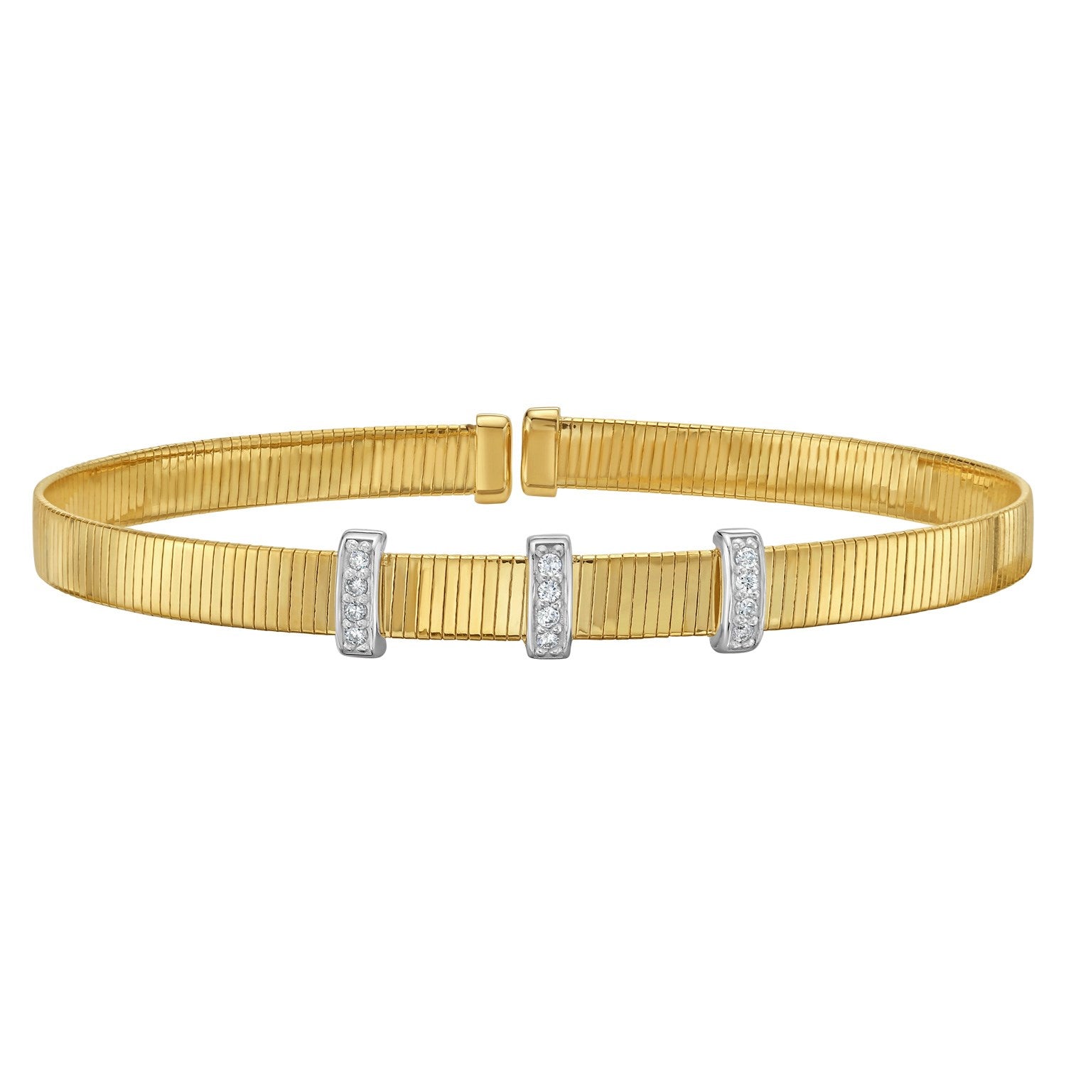 Bracelet jonc Omega en or jaune 14 carats serti de diamants