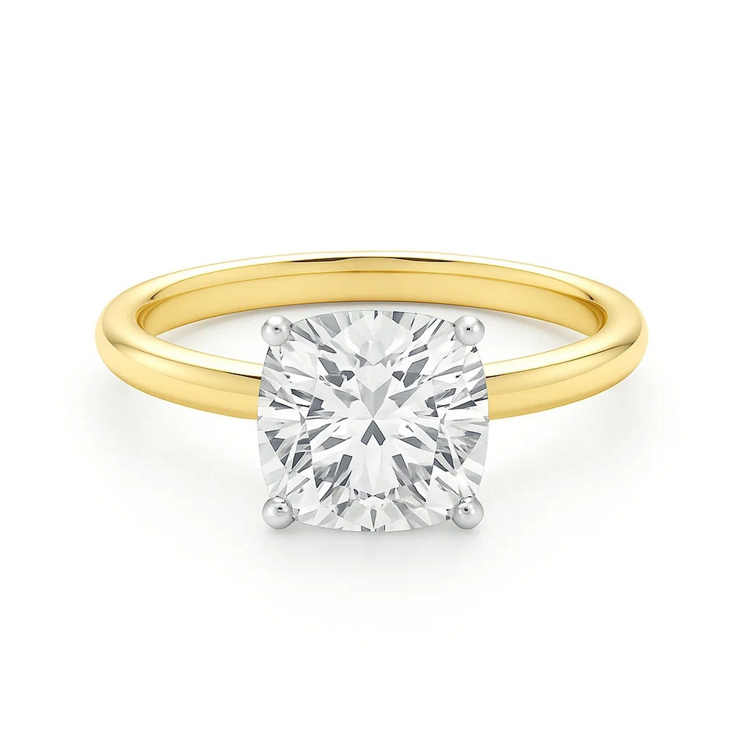 5 Carat Cushion Lab Grown IGI G/VS1 Diamond Solitaire Ring in 10K Yellow Gold