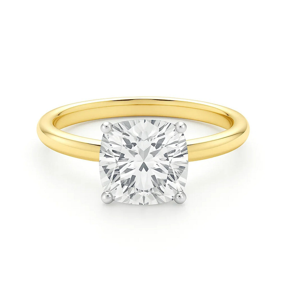 5 Carat Cushion Lab Grown IGI G/VS1 Diamond Solitaire Ring in 10K Yellow Gold