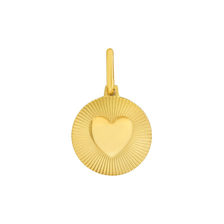 Pendentif cœur rayonnant en or jaune 14 carats poli