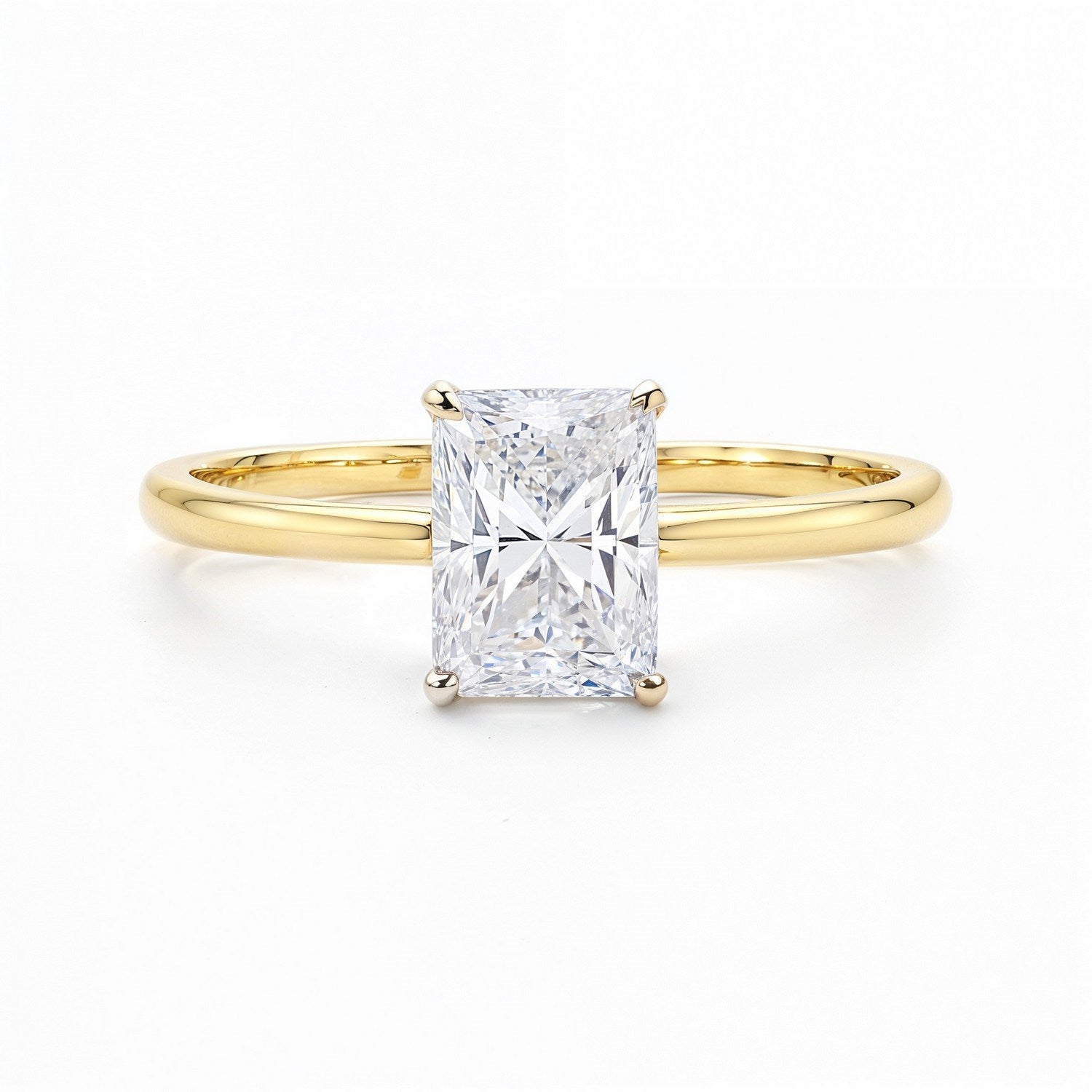 1.50Ct Radiant Lab Grown IGI G/VS1 Diamond Ring in 10K Yellow Gold