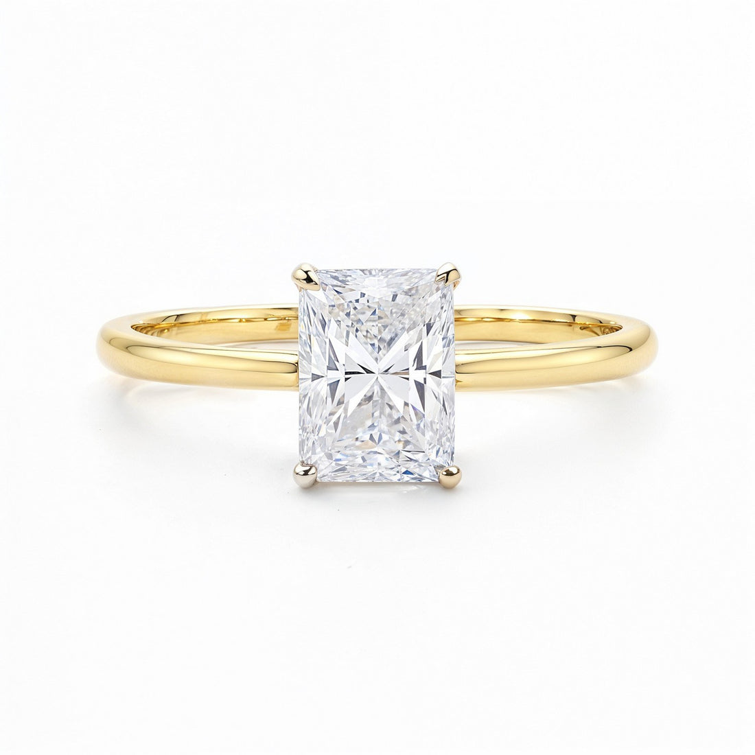 1.50Ct Radiant Lab Grown IGI G/VS1 Diamond Ring in 10K Yellow Gold