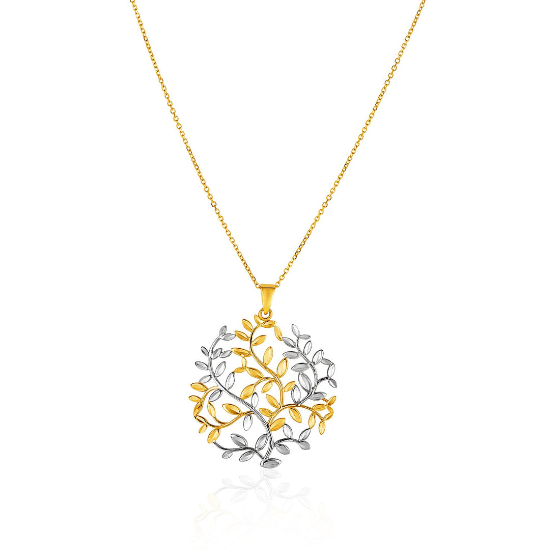Pendentif Arbre de Vie en or jaune et blanc bicolore 14 carats