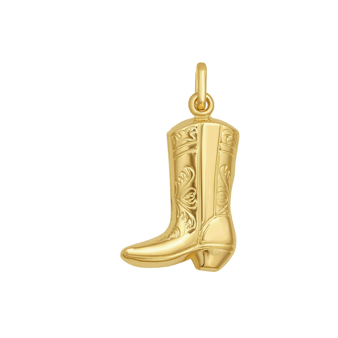 Pendentif en or jaune 14 carats en forme de botte de cowboy polie