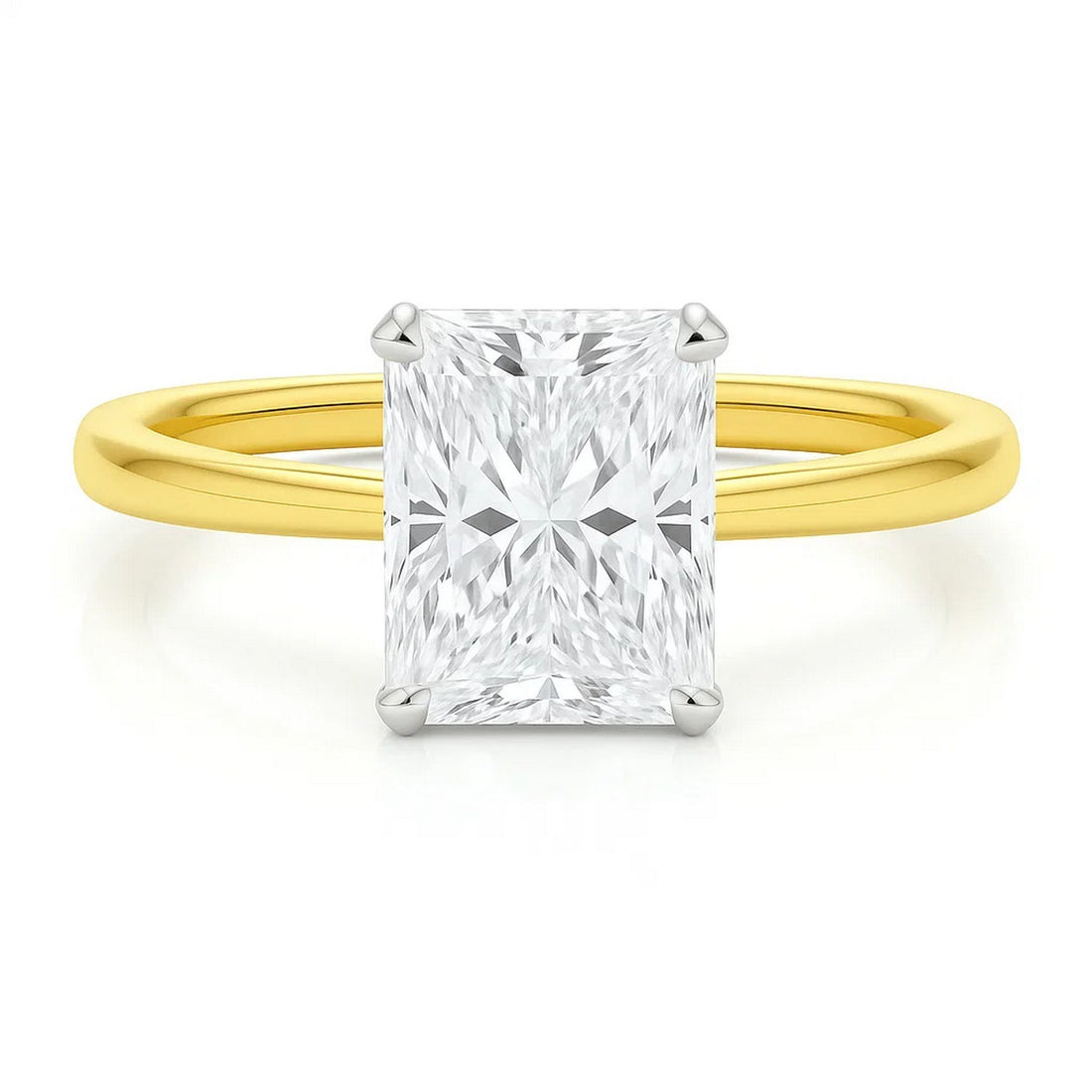 5 Carat Radiant Lab Grown IGI G/VS1 Diamond Solitaire Ring in 14K Yellow Gold