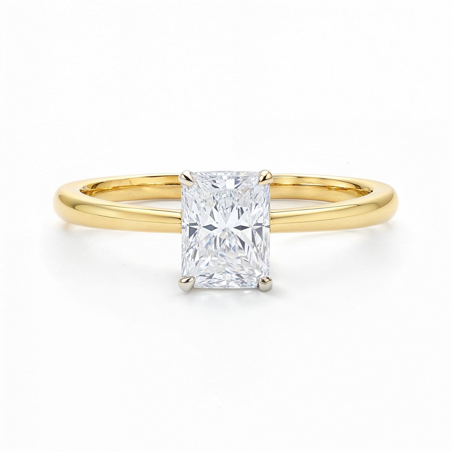 1 Carat Radiant Lab Grown IGI G/VS1 Diamond Solitaire Ring in 14K Yellow Gold
