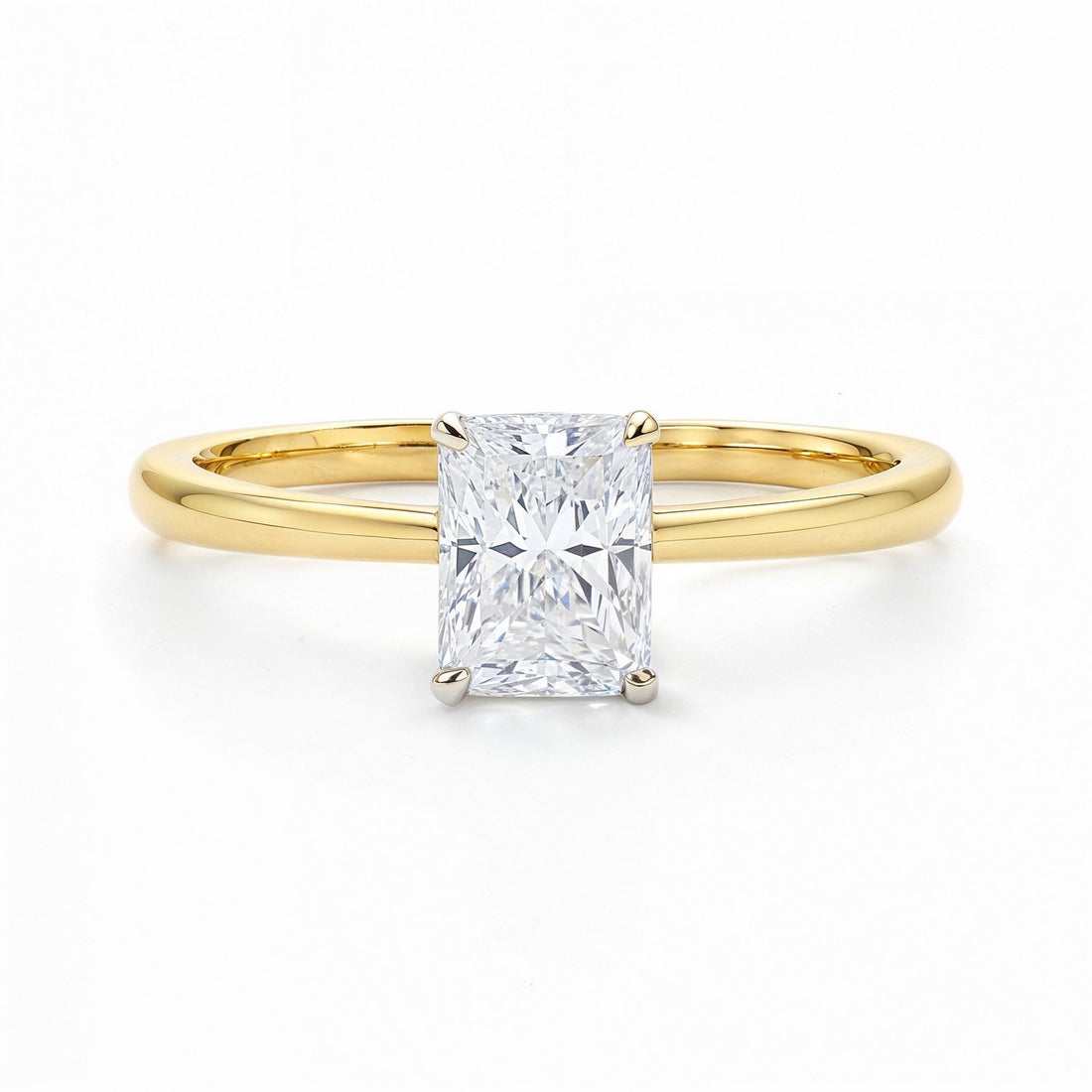 1 Carat Radiant Lab Grown IGI G/VS1 Diamond Solitaire Ring in 14K Yellow Gold