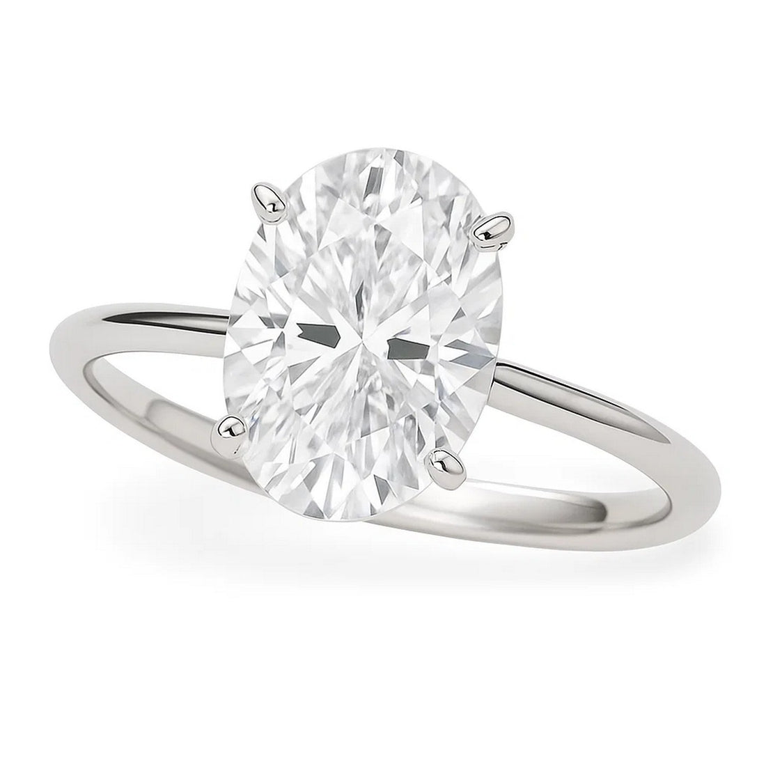 3 Carat Oval Lab Grown IGI G/VS1 Diamond Solitaire Ring in 10K White Gold