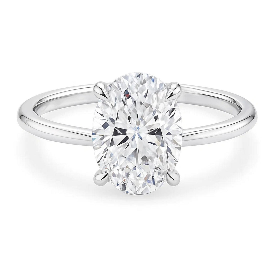 3 Carat Oval Lab Grown IGI G/VS1 Diamond Solitaire Ring in 10K White Gold