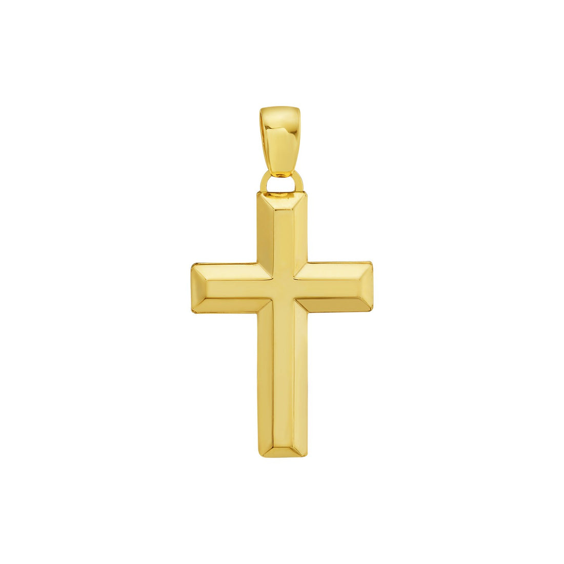 Pendentif croix biseauté en or jaune 14 carats poli