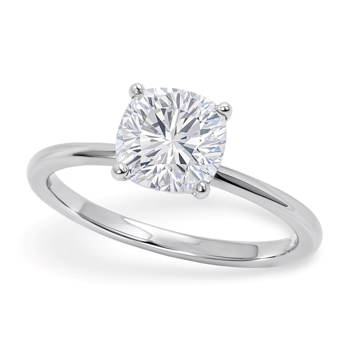 1 1/2 Carat Cushion Lab Grown IGI G/VS1 Diamond Solitaire Ring in 14K White Gold
