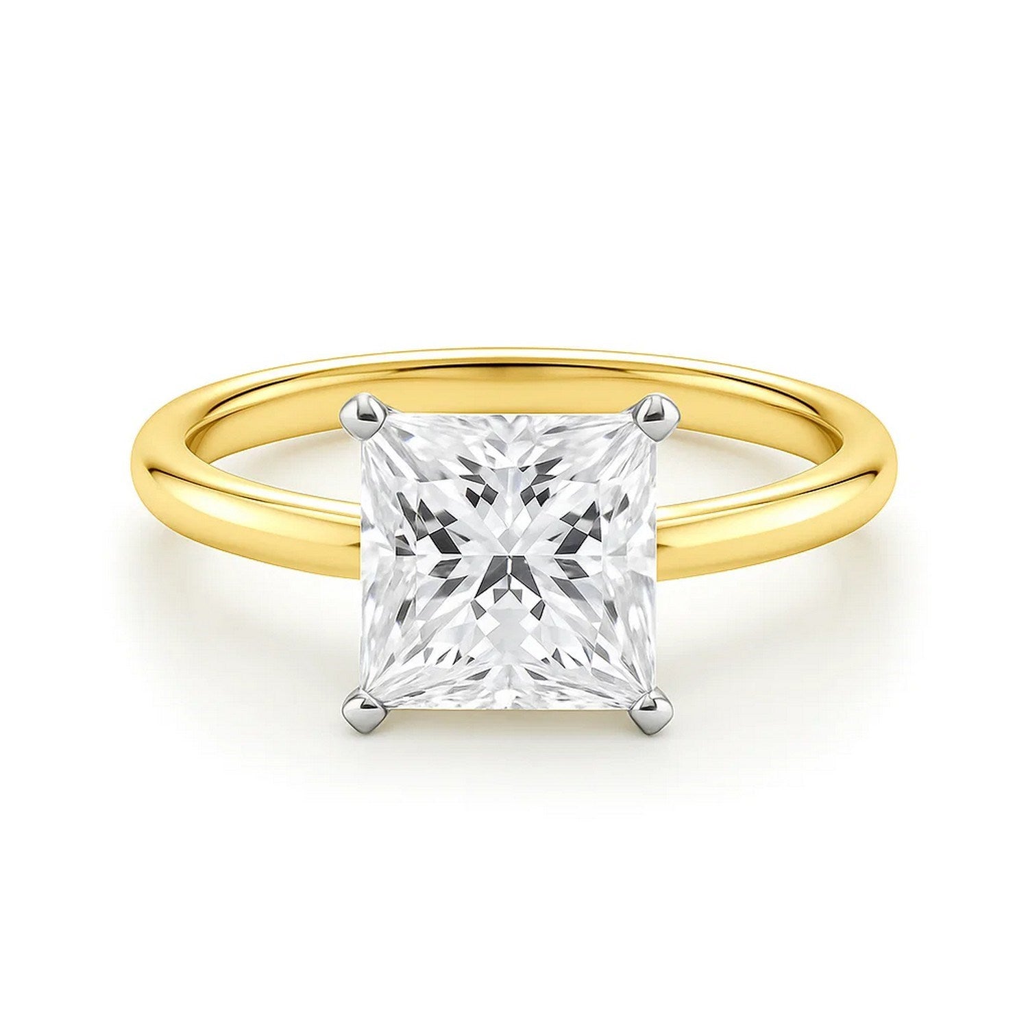 3 Carat Princess Lab Grown IGI G/VS1 Diamond Solitaire Ring in 14K Yellow Gold