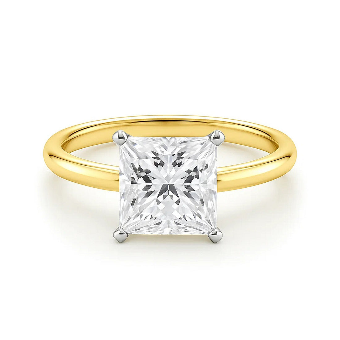 3 Carat Princess Lab Grown IGI G/VS1 Diamond Solitaire Ring in 14K Yellow Gold