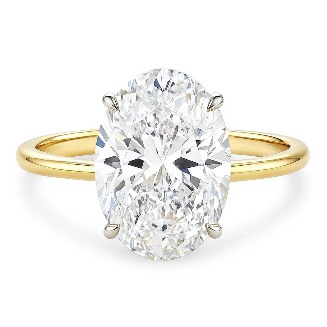 5 Carat Oval Lab Grown IGI G/VS1 Diamond Solitaire Ring in 14K Yellow Gold