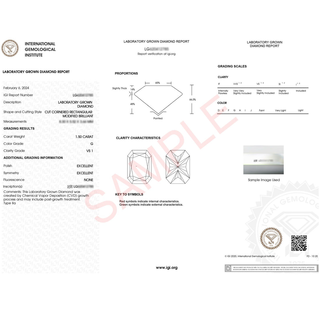 1 1/2 Carat Radiant Lab Grown IGI G/VS1 Diamond Solitaire Ring in 14K White Gold