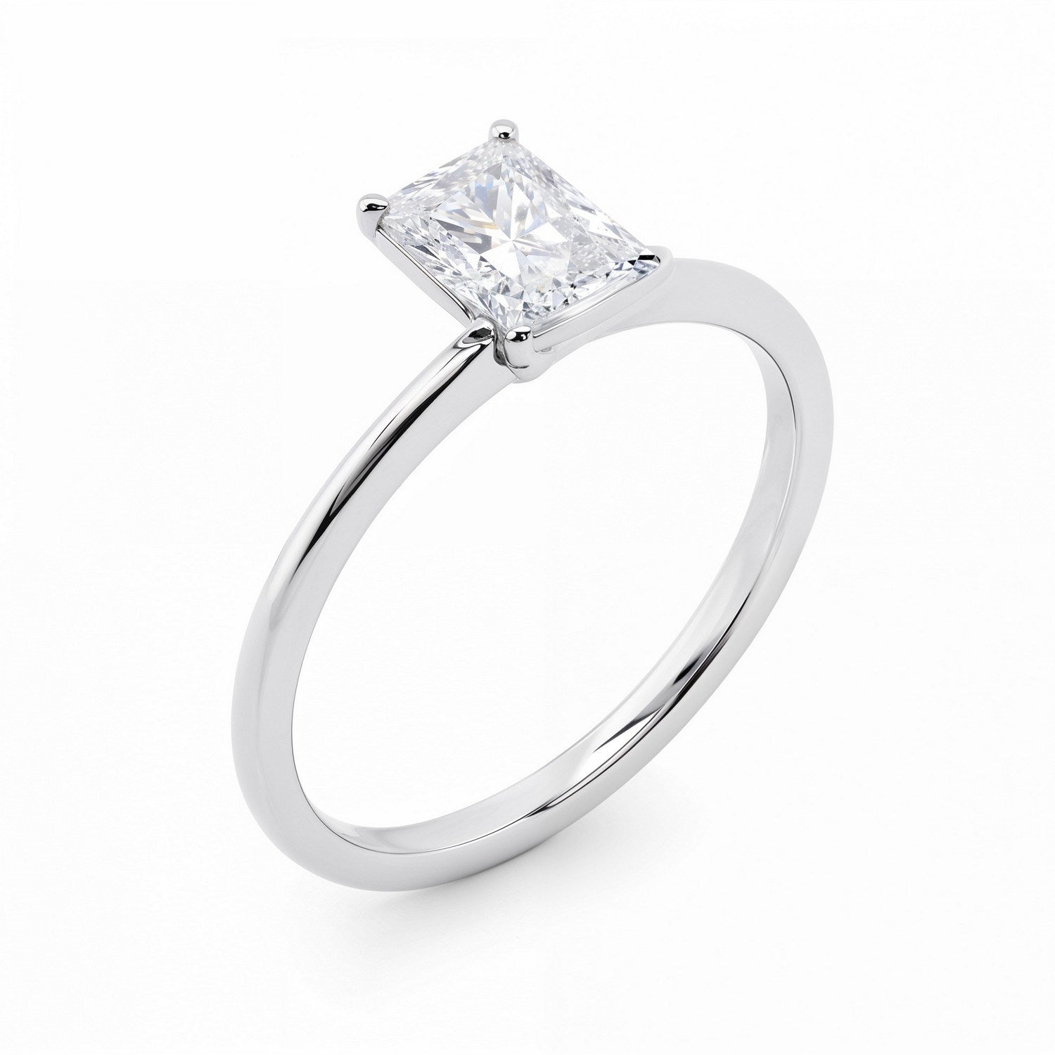1 1/2 Carat Radiant Lab Grown IGI G/VS1 Diamond Solitaire Ring in 14K White Gold