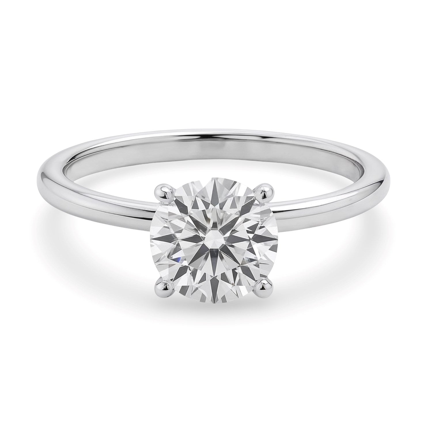 1 1/2 Carat Round Lab Grown IGI G/VS1 Diamond Solitaire Ring in 14K White Gold