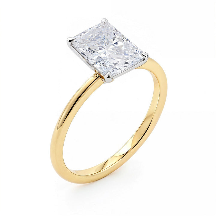 2 Carat Radiant Lab Grown IGI G/VS1 Diamond Solitaire Ring in 10K Yellow Gold