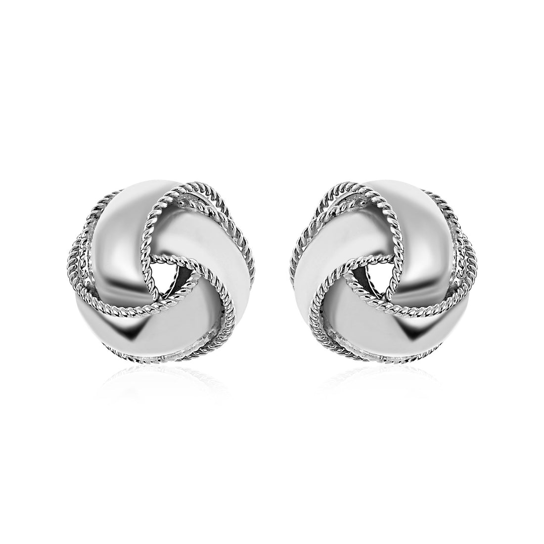 Textured and Polished Love Knot Earrings in Sterling Silver(13mm)