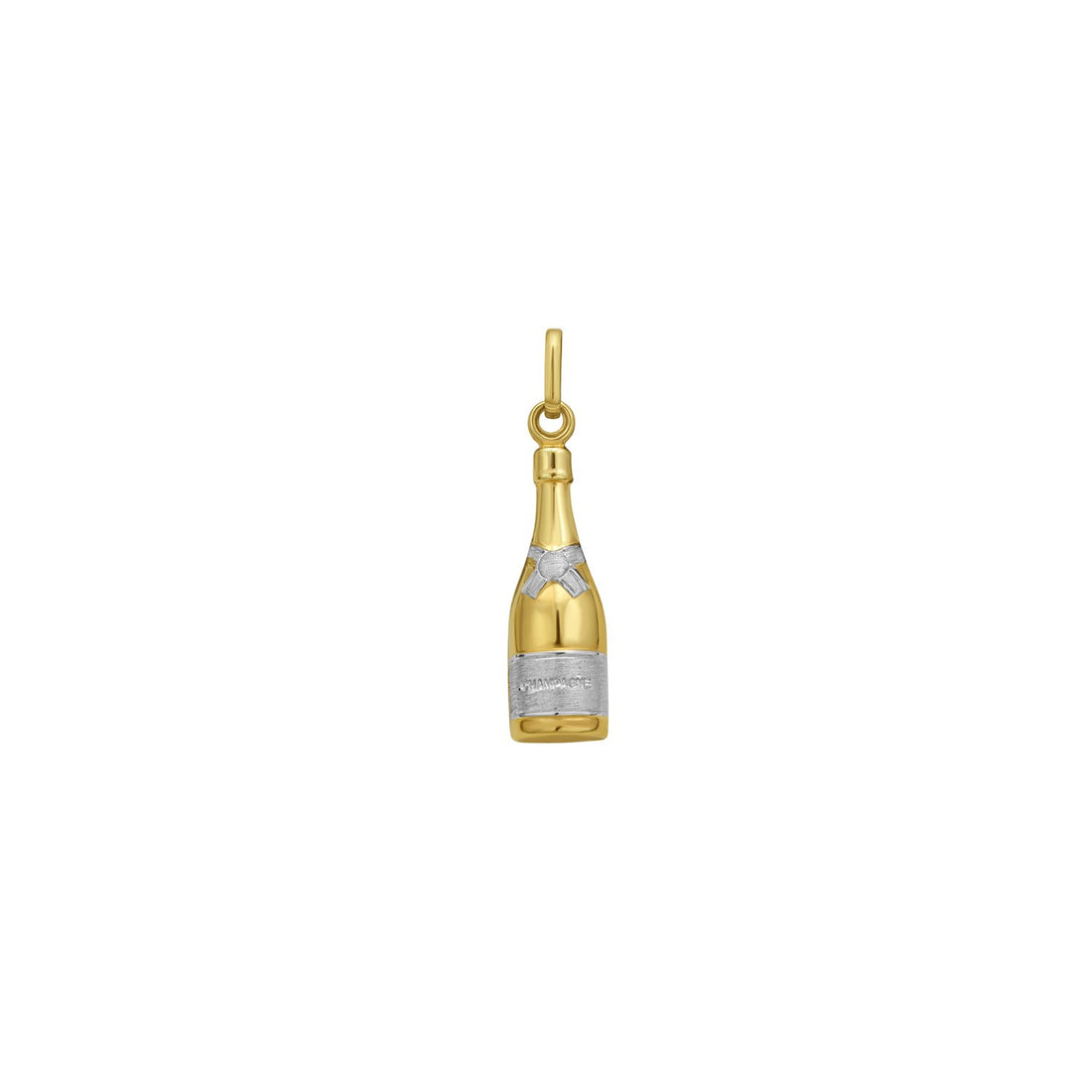 Pendentif en or jaune 14 carats en forme de bouteille de champagne