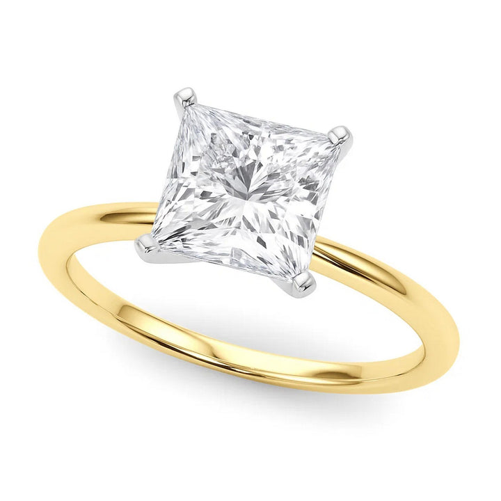 3 Carat Princess Lab Grown IGI G/VS1 Diamond Solitaire Ring in 10K Yellow Gold