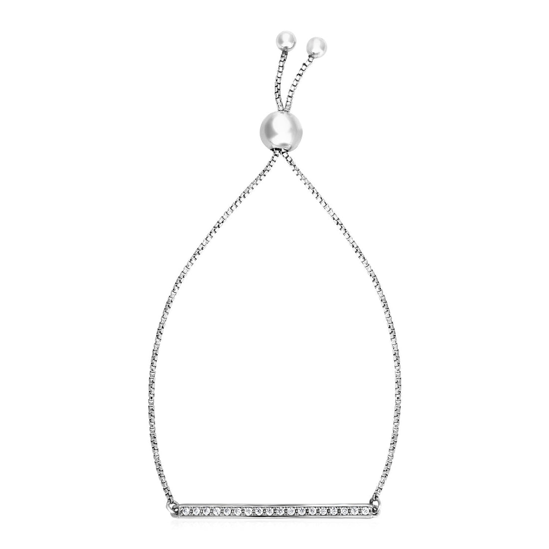Bracelet à barrette ajustable avec zircon cubique en argent sterling (1,20 mm)