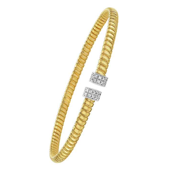 14K Yellow Gold Endcaps Tubogas Cuff Bangle (3.90 mm)