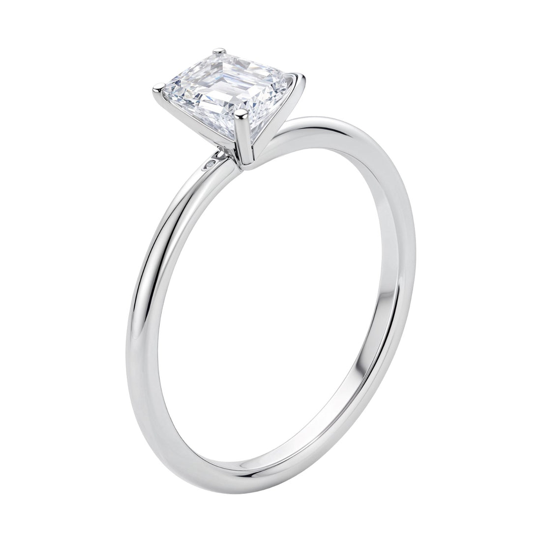 1 Carat Emerald Lab Grown IGI G/VS1 Diamond Solitaire Ring in 10K White Gold