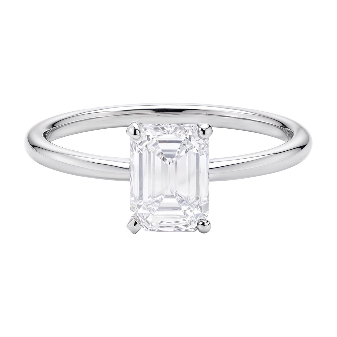 1 Carat Emerald Lab Grown IGI G/VS1 Diamond Solitaire Ring in 14K White Gold