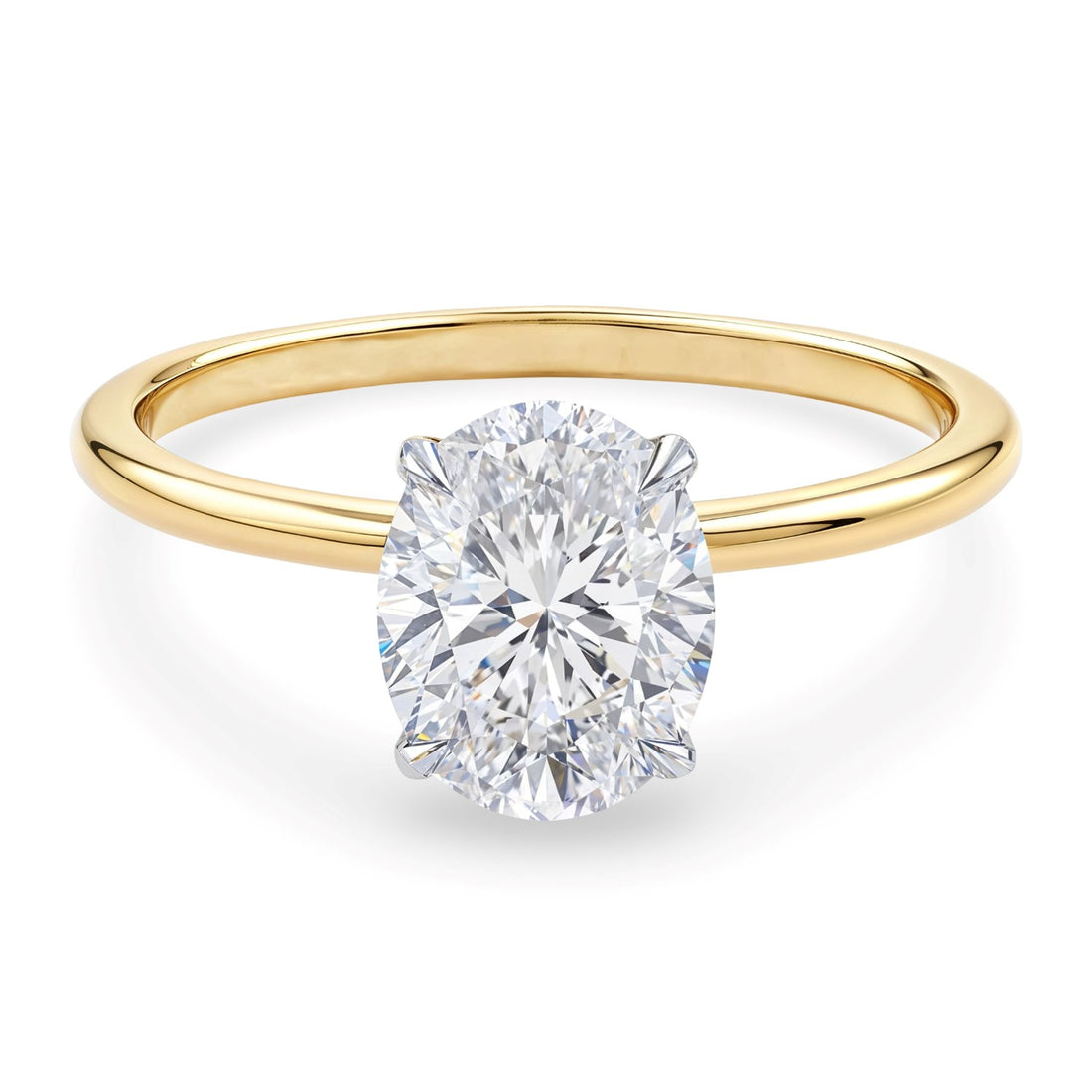 1 1/2 Carat Oval Lab Grown IGI G/VS1 Diamond Solitaire Ring in 14K Yellow Gold