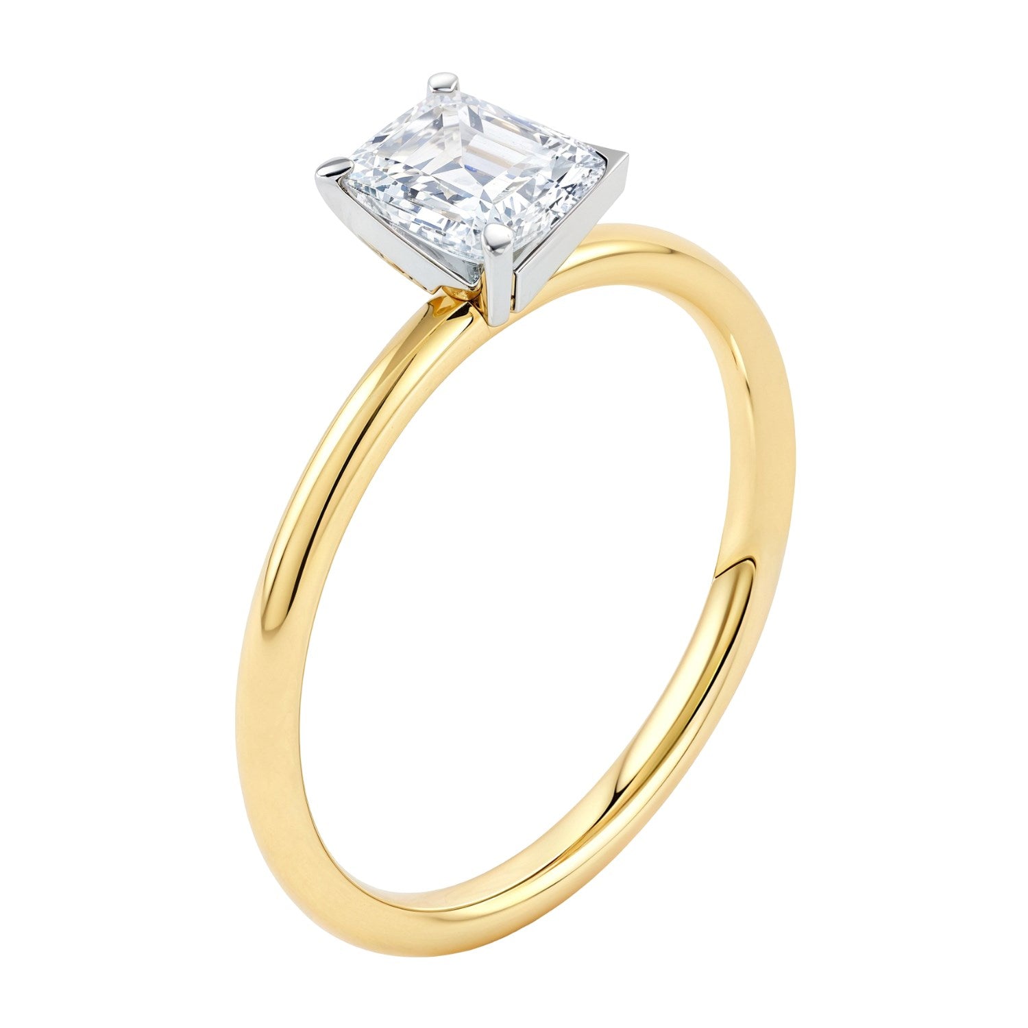 1 Carat Emerald Lab Grown IGI G/VS1 Diamond Solitaire Ring in 14K Yellow Gold