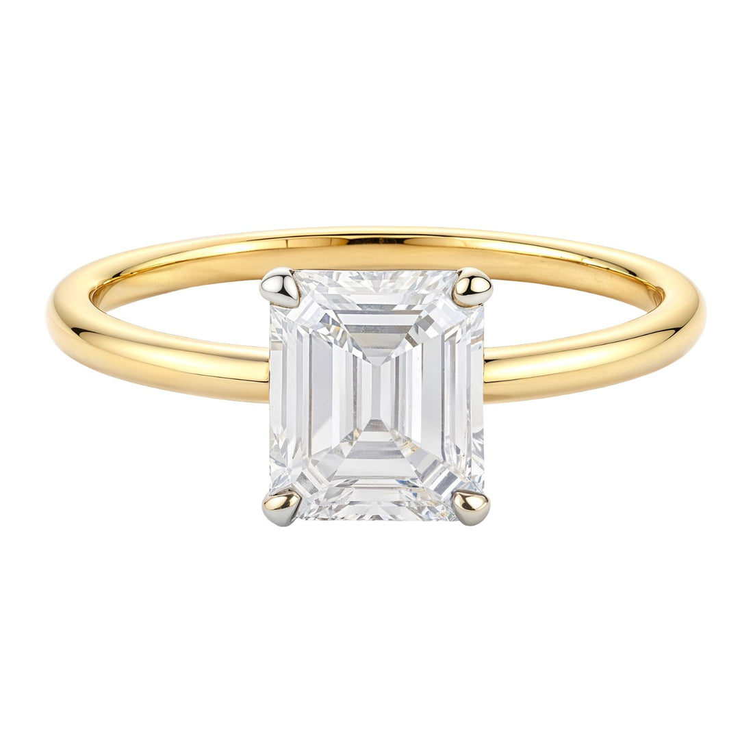 1 Carat Emerald Lab Grown IGI G/VS1 Diamond Solitaire Ring in 14K Yellow Gold