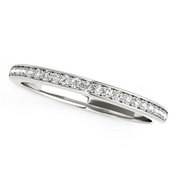 Alliance classique en or blanc 14 carats sertie de diamants (1/5 carat au total)