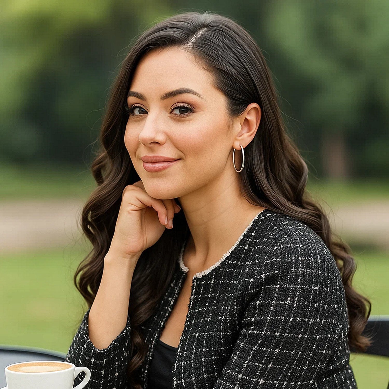 Sterling zilveren rhodium-plated dunne grote gepolijste creolen (2x40mm)