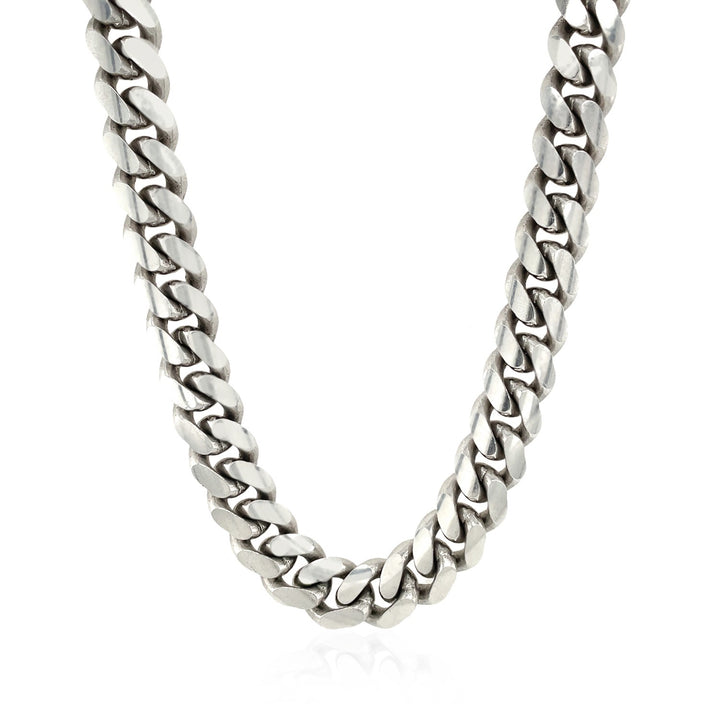 Sterling zilveren Miami Cubaanse ketting met rhodiumlaag (9,80 mm)