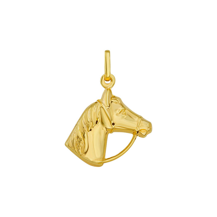 Pendentif en or jaune 14 carats poli représentant une tête de cheval