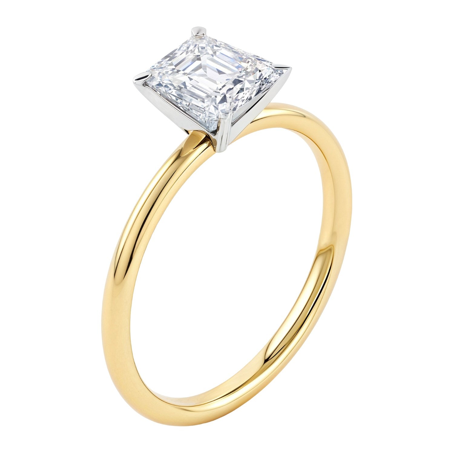 2 Carat Emerald Lab Grown IGI G/VS1 Diamond Solitaire Ring in 10K Yellow Gold