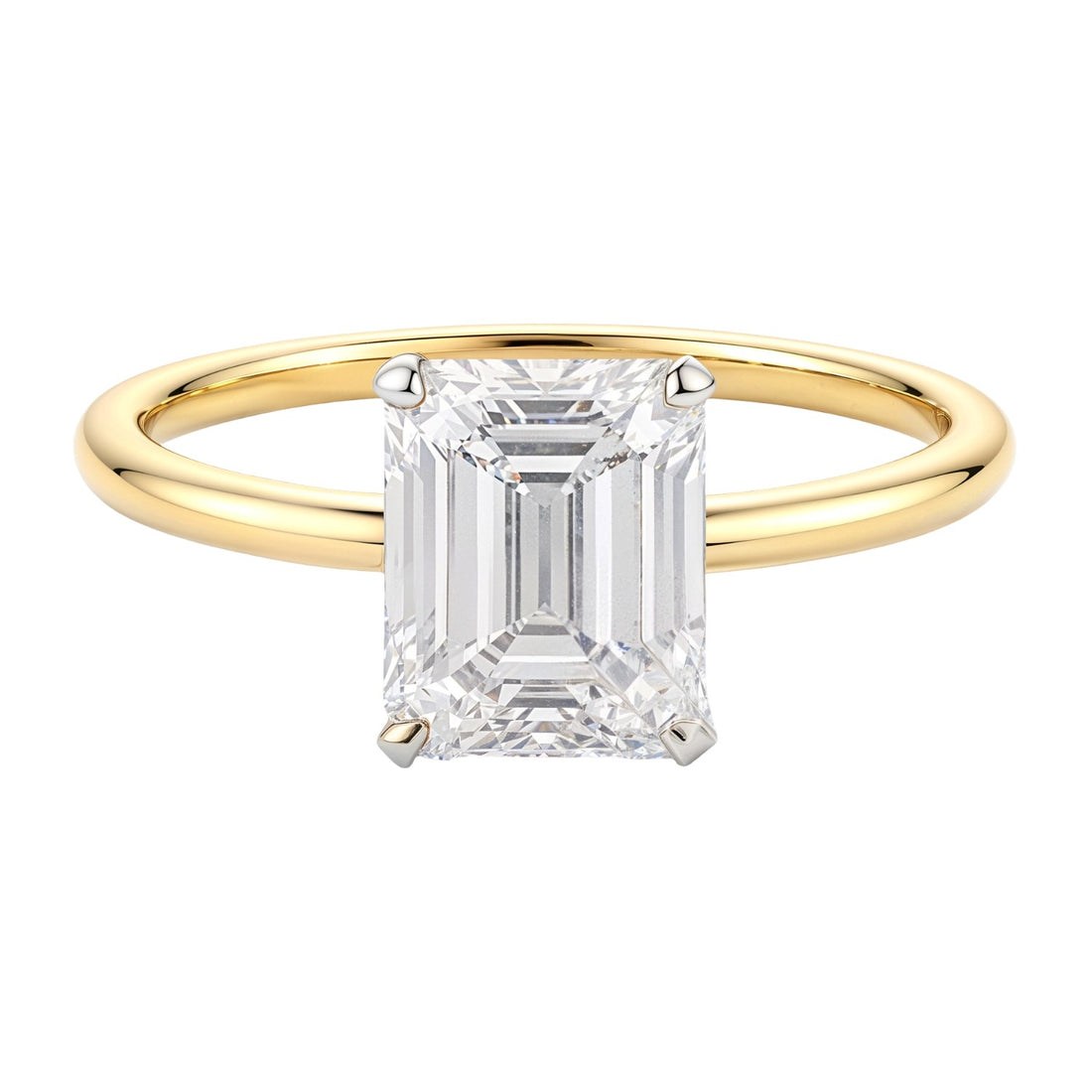 2 Carat Emerald Lab Grown IGI G/VS1 Diamond Solitaire Ring in 10K Yellow Gold