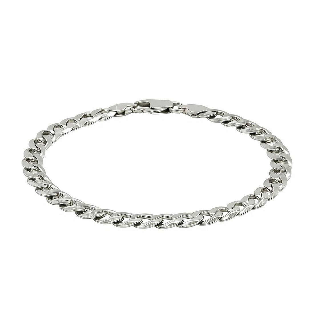 Rhodium Plated Sterling Silver Curb Style Bracelet (7.20 mm)