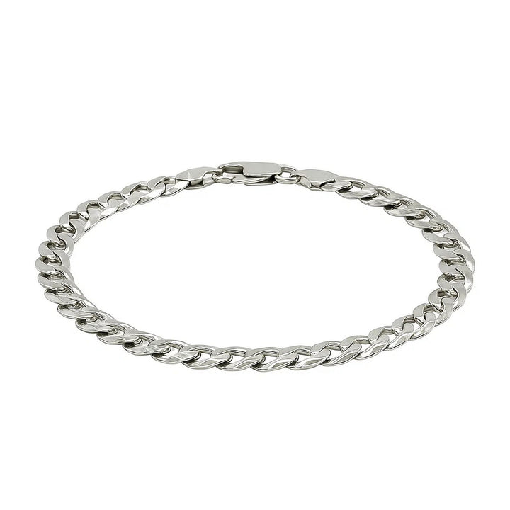 Rhodium Plated Sterling Silver Curb Style Bracelet (7.20 mm)