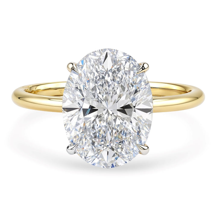 3 Carat Oval Lab Grown IGI G/VS1 Diamond Solitaire Ring in 14K Yellow Gold