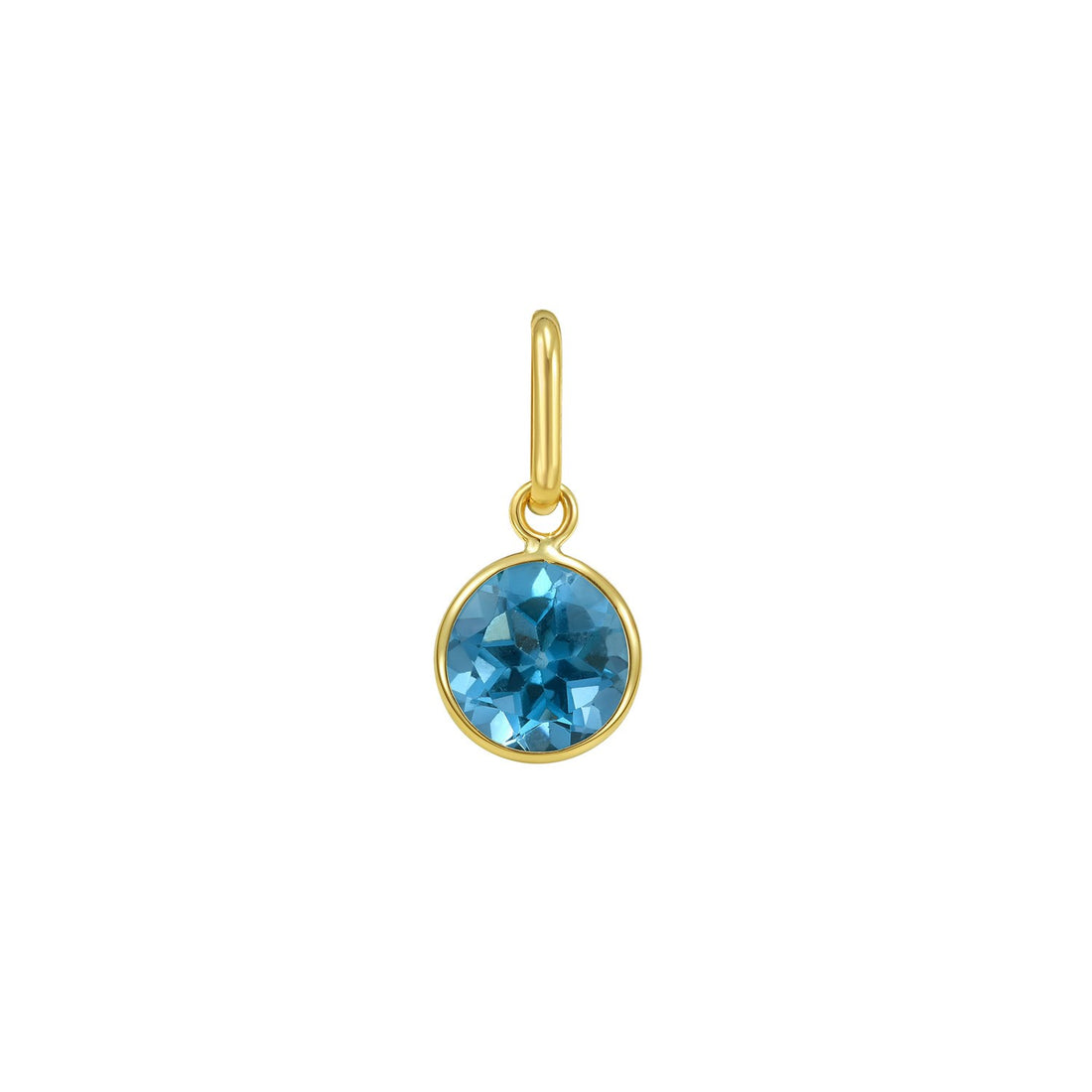 Pendentif en or jaune 14 carats avec topaze bleue ronde