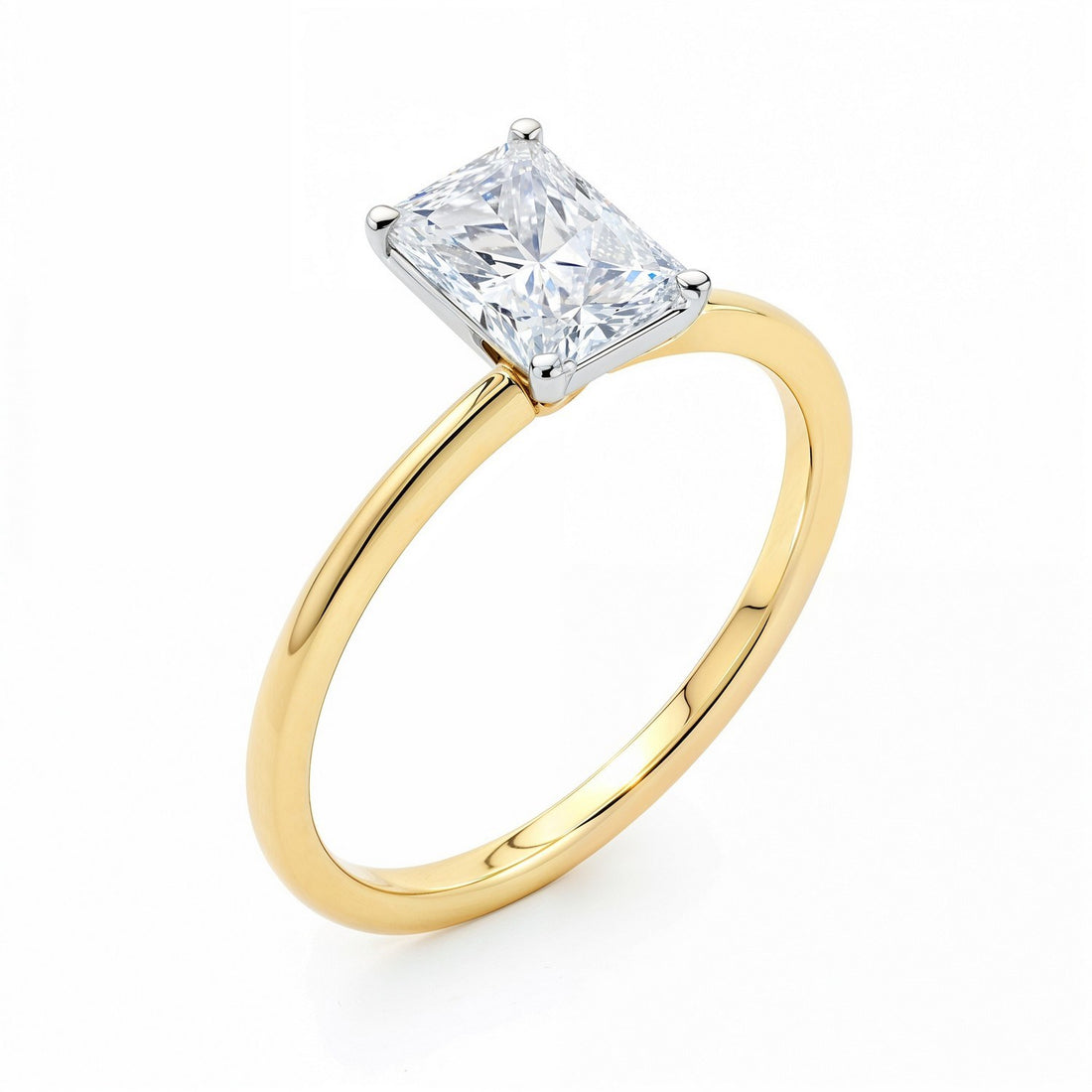 1.50Ct Radiant Lab Grown IGI G/VS1 Diamond Ring in 14K Yellow Gold