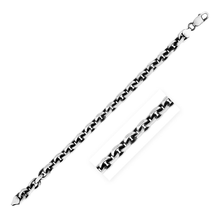 Bracelet à maillons ovales en argent sterling finition canon de fusil (7,70 mm)