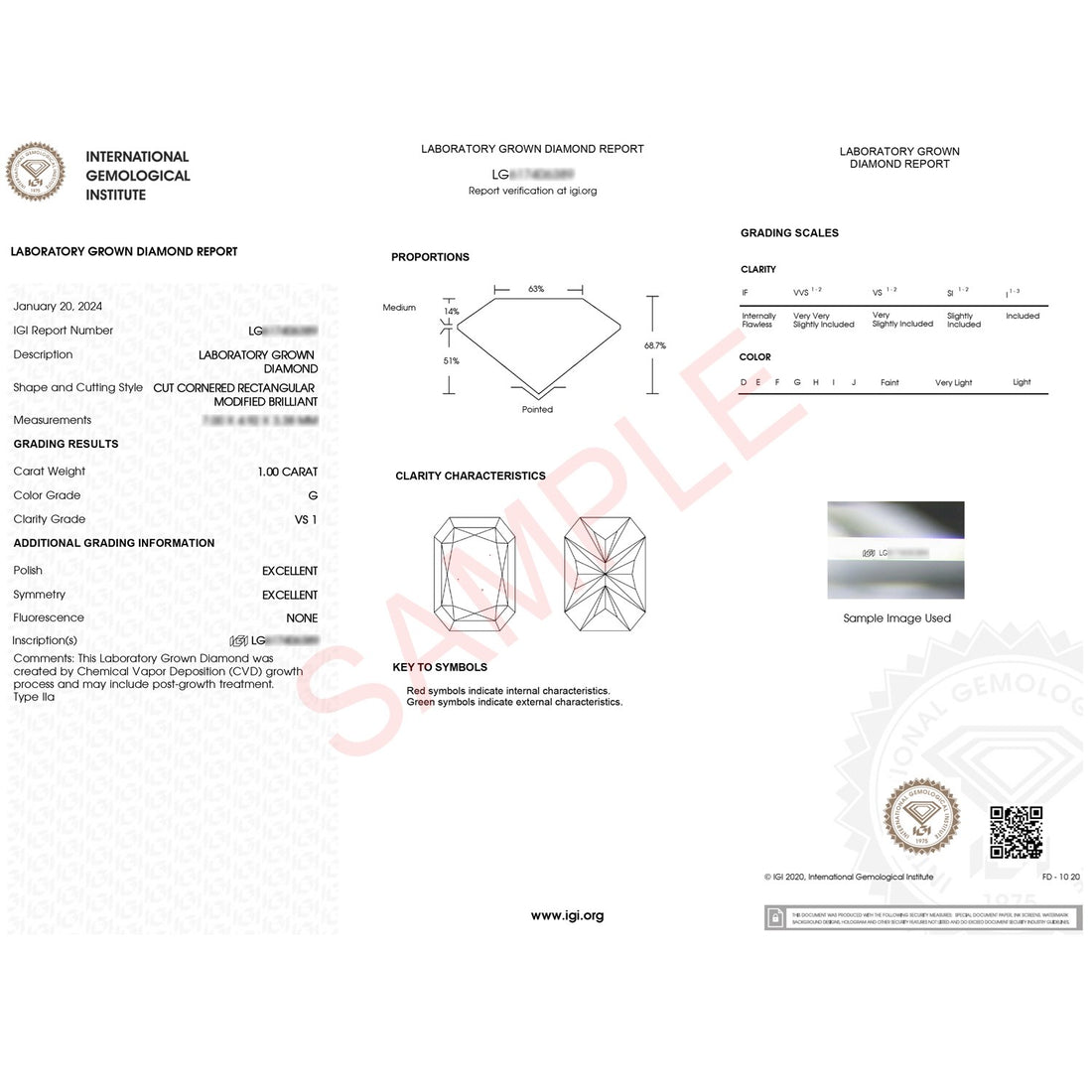 1 Carat Radiant Lab Grown IGI G/VS1 Diamond Solitaire Ring in 10K White Gold