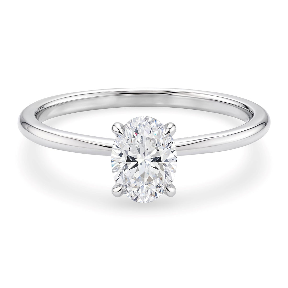 1 Carat Oval Lab Grown IGI G/VS1 Diamond Solitaire Ring in 14K White Gold