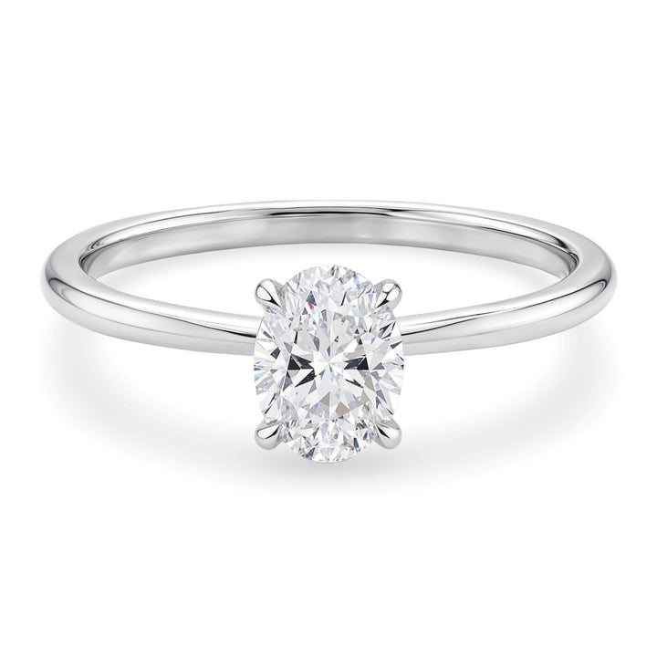 1 Carat Oval Lab Grown IGI G/VS1 Diamond Solitaire Ring in 14K White Gold