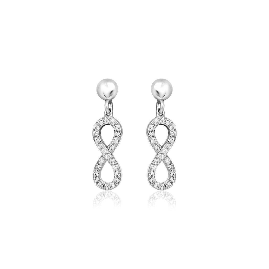 Sterling Silver Infinity Symbol Earrings with Cubic Zirconias